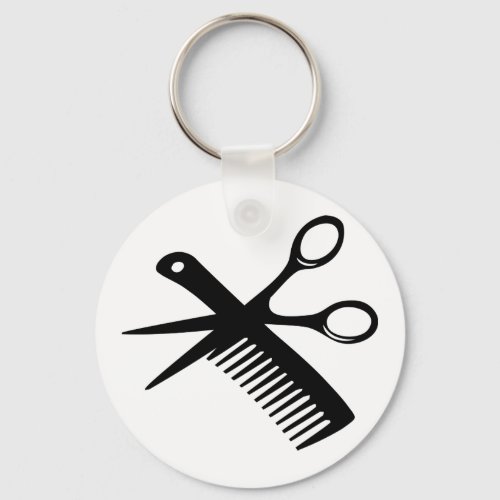 black hairdresser comb scissors keychain