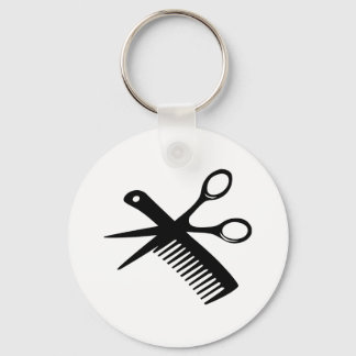 black hairdresser comb scissors keychain