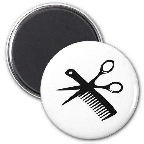 black hairdresser comb scissors magnet