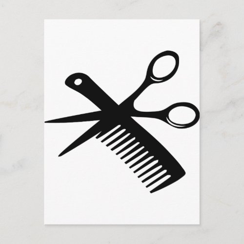 black hairdresser comb scissors postcard