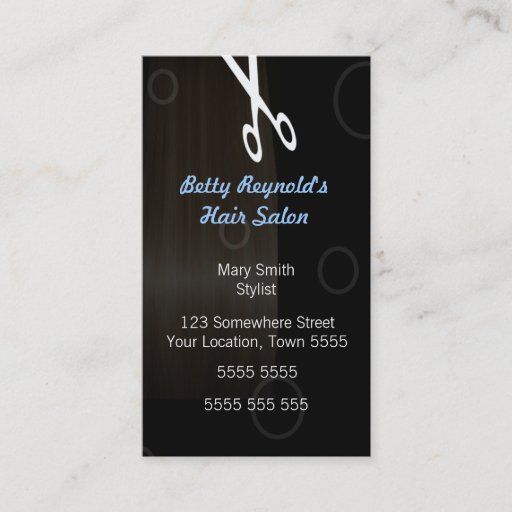 Customizable Black Hairdressing Business Card