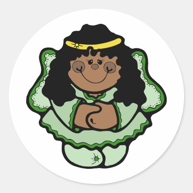 Black Haired Angel Classic Round Sticker (Front)
