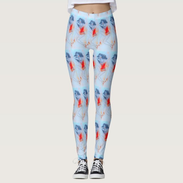 black-haired beauty white leggings (Front)