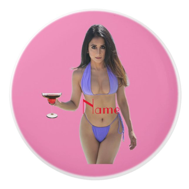 Black-haired Bikini Beauty Thunder_Cove  Ceramic Knob (Front)