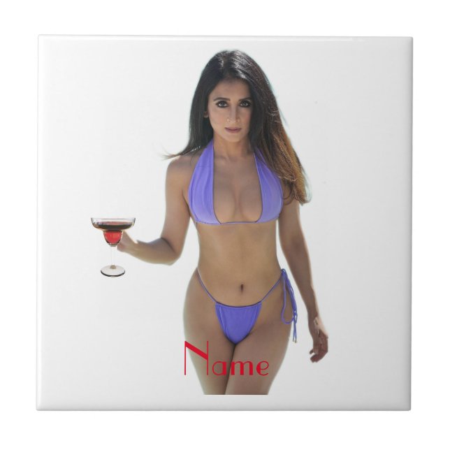 Black-haired Bikini Beauty Thunder_Cove  Ceramic Tile (Front)