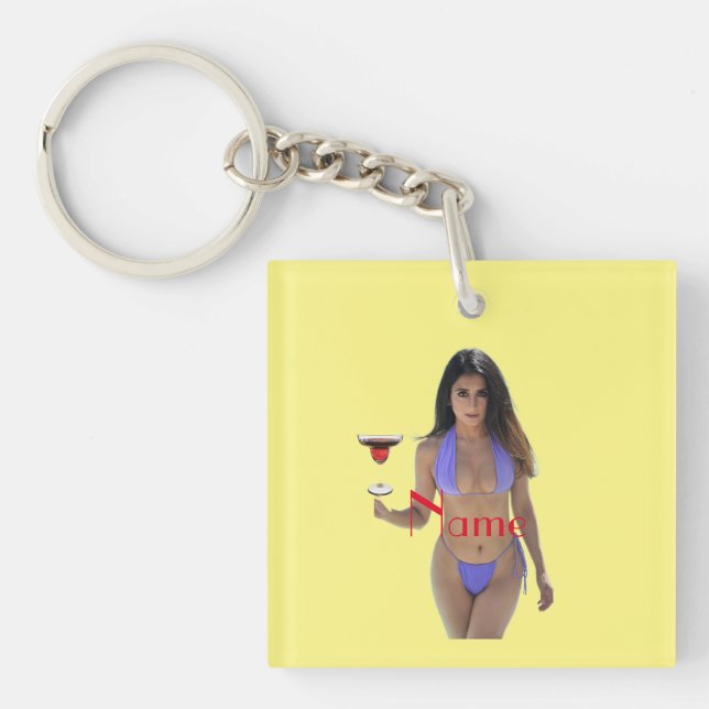 Black-haired Bikini Beauty Thunder_Cove Keychain (Front)