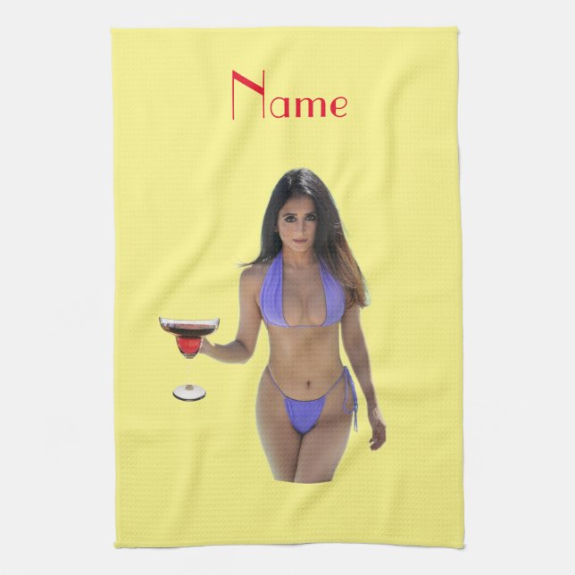 Black-haired Bikini Beauty Thunder_Cove  Kitchen Towel (Vertical)