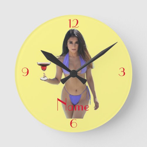 Black_haired Bikini Beauty Thunder_Cove Round Clock