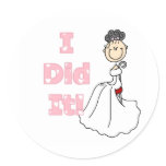 Black Haired Bride I Did It Classic Round Sticker