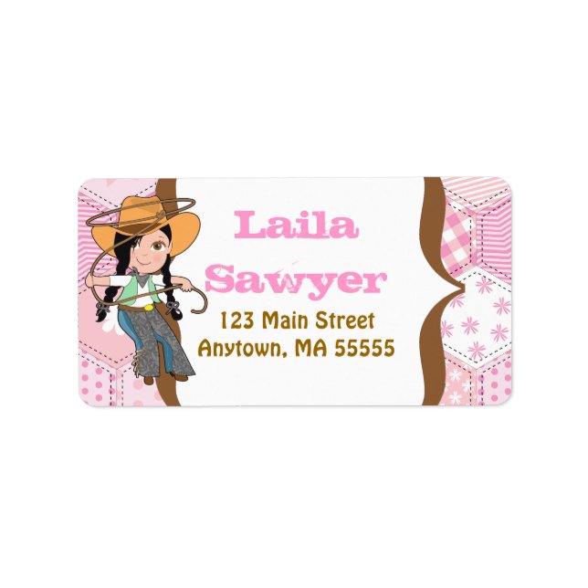 Black Haired Cowgirl Address Labels (Front)