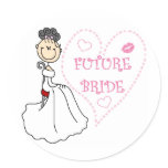 Black  Haired Future Bride Classic Round Sticker