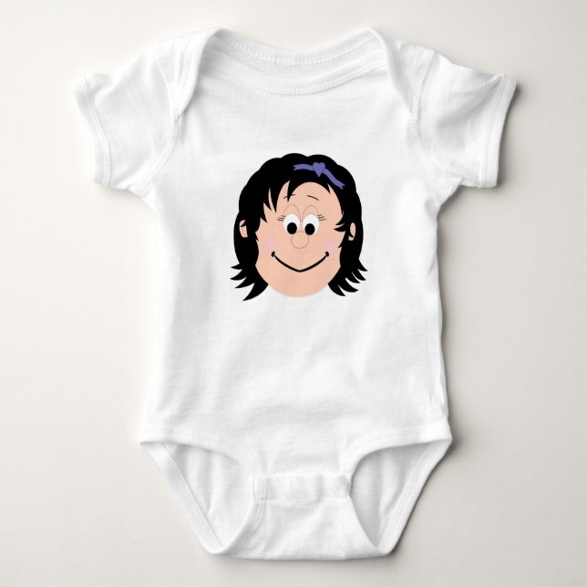 Black Haired Girl Digital Art with Graphics Baby Bodysuit (Front)