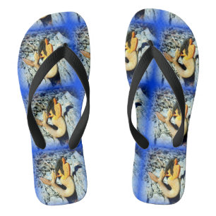 black-haired mermaid beauties blue flip flops
