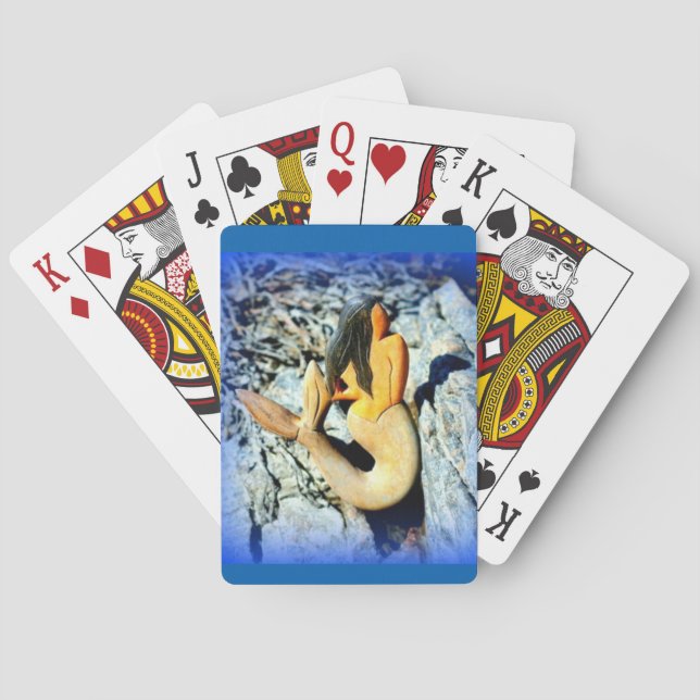 black-haired mermaid blue poker cards (Back)