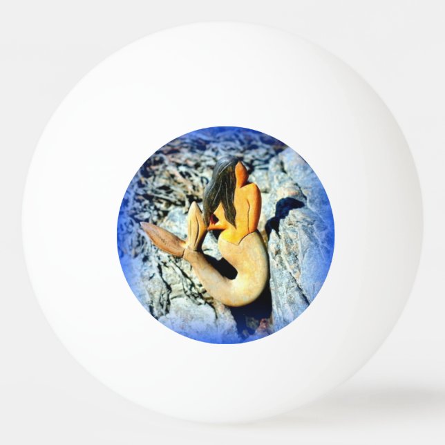black-haired mermaid ping pong ball (Front)