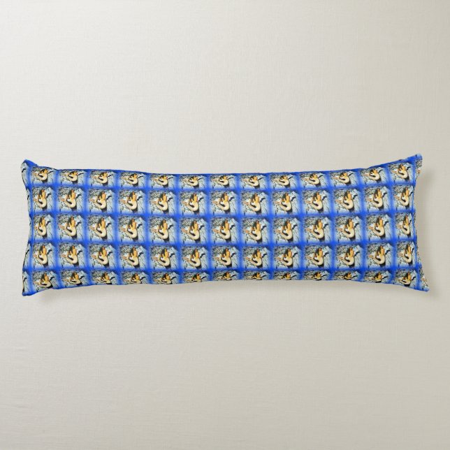 black-haired mermaids blue body pillow (Back)