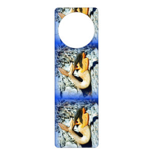 black-haired mermaids blue door hanger