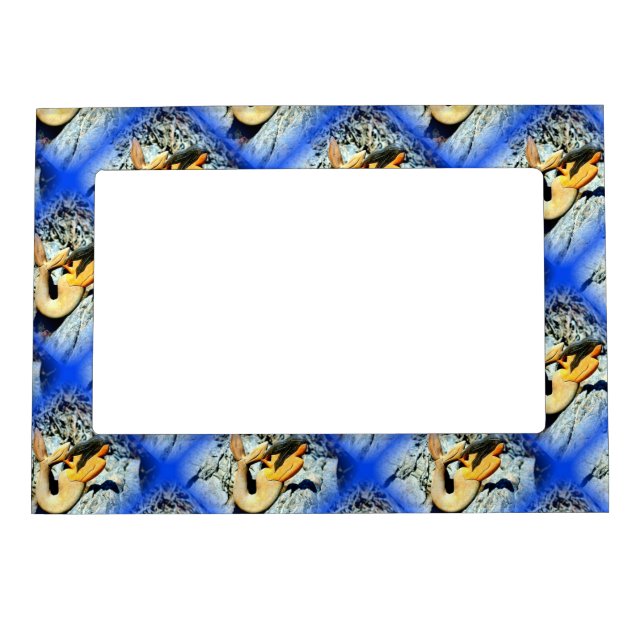 black-haired mermaids blue magnetic photo frame (Front)