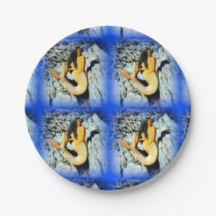 black-haired mermaids blue paper plates