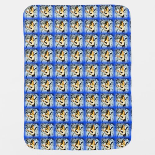 black_haired mermaids blue swaddle blanket