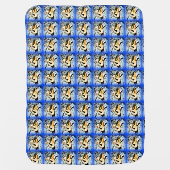 black-haired mermaids blue swaddle blanket (Front)