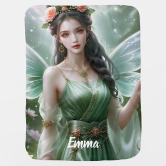 Black Haired Spring Fairy Fantasy Princess Magic Baby Blanket