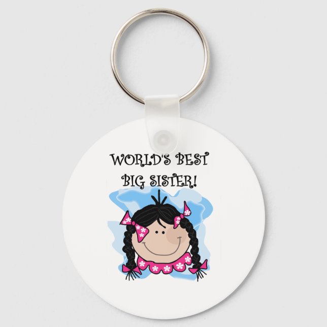 Black Haired World's Best Big Sister Keychain (Front)