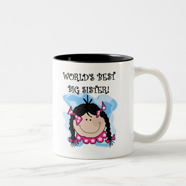 Black Haired World's Best Big Sister Two-Tone Coffee Mug (Right)