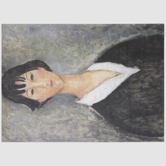 Black Haired Young Girl, Modigliani Tissue Paper (Front)