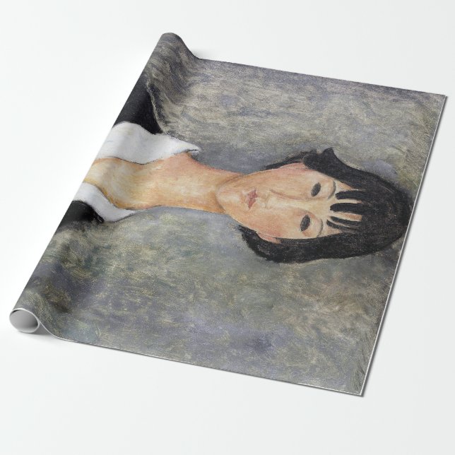 Black Haired Young Girl, Modigliani Wrapping Paper (Unrolled)