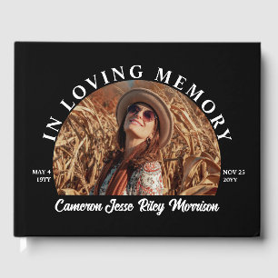 Black Half Moon Photo Arched Text In Loving Memory Guest Book