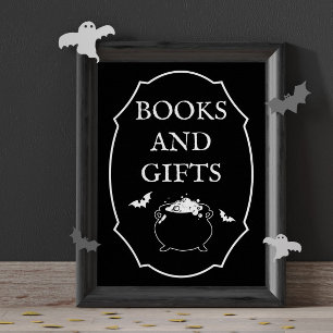 Black Halloween Baby Shower Books and Gifts Poster