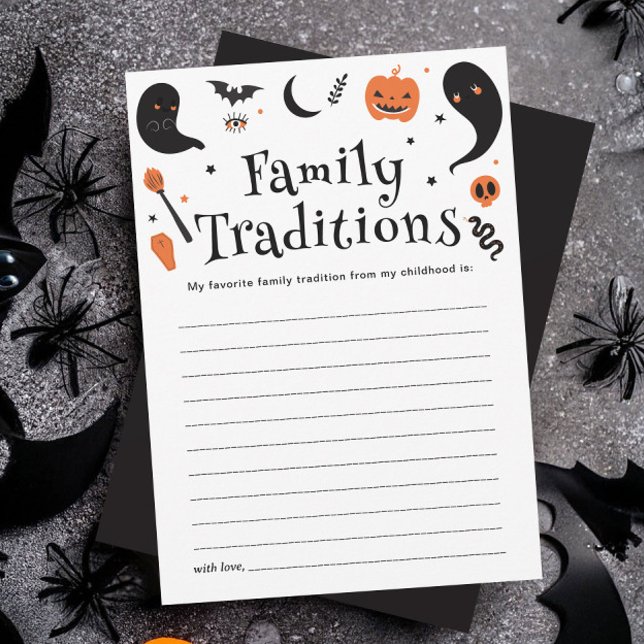 Black Halloween Baby Shower Family Tradtions Card (Creator Uploaded)