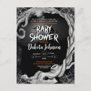 Black Halloween Baby Shower Invitation