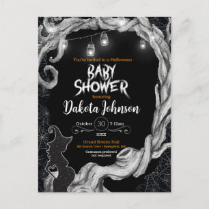 Black Halloween Baby Shower Invitation