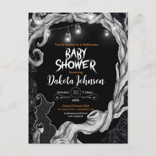 Black Halloween Baby Shower Invitation  (Front)
