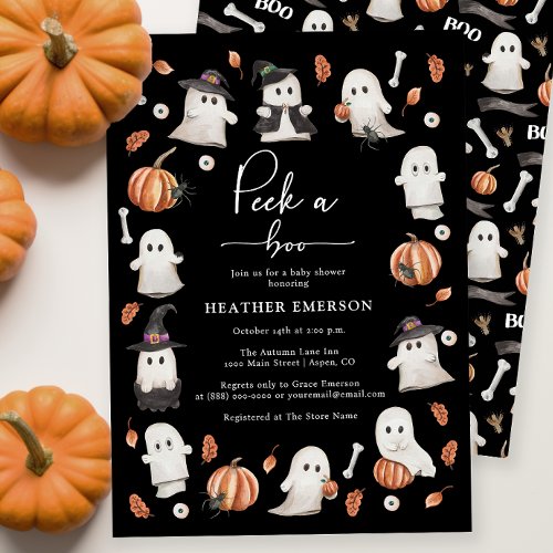 Black Halloween Baby Shower Invitation