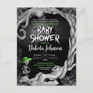 Black Halloween Baby Shower Invitation Postcard