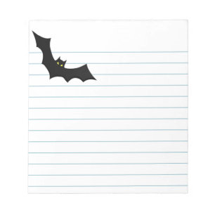 Black Halloween Bat Silhouette Lined White Paper Notepad