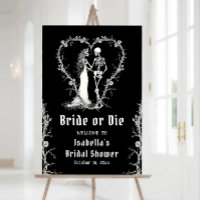 Black Halloween Bride or Die Bridal Shower Welcome