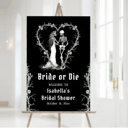 Black Halloween Bride or Die Bridal Shower Welcome Poster