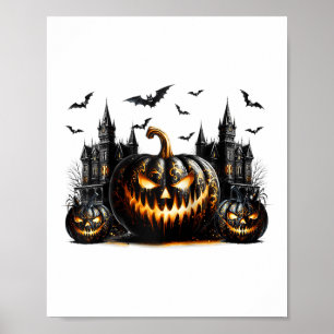 Black Halloween Castle Decor Jack O Lantern Pumpki