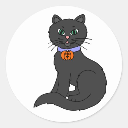 Black Halloween Cat Carved Pumpkin Collar Tag