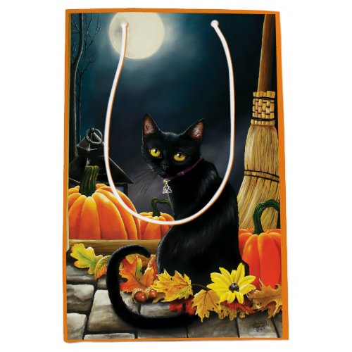 Black Halloween Cat Medium Gift Bag