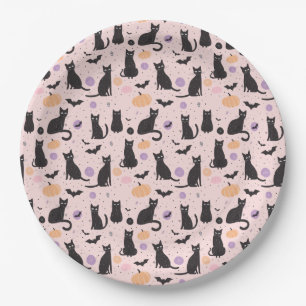 Black Halloween cat  Paper Plates