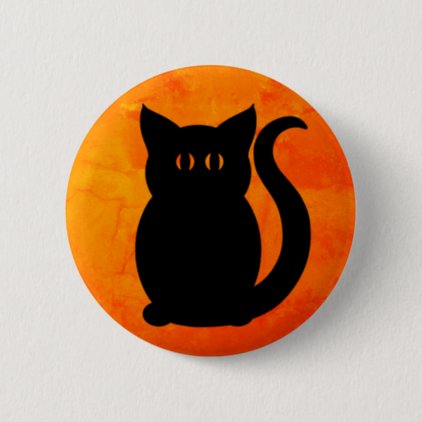 Black Halloween cat Pinback Button