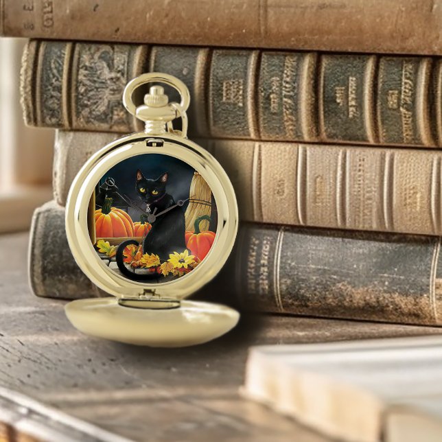 Black Halloween Cat Pocket Watch (Creator Uploaded)