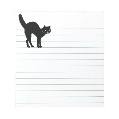 Black Halloween Cat Silhouette Lined White Paper Notepad