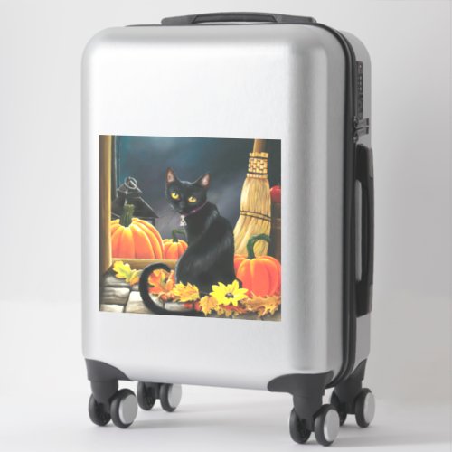 Black Halloween Cat Sticker