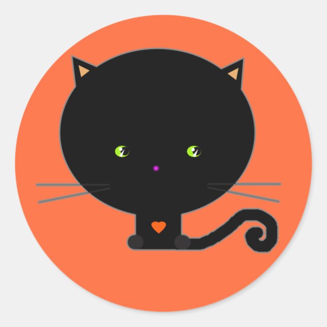 Black Halloween Cat Stickers (Front)
